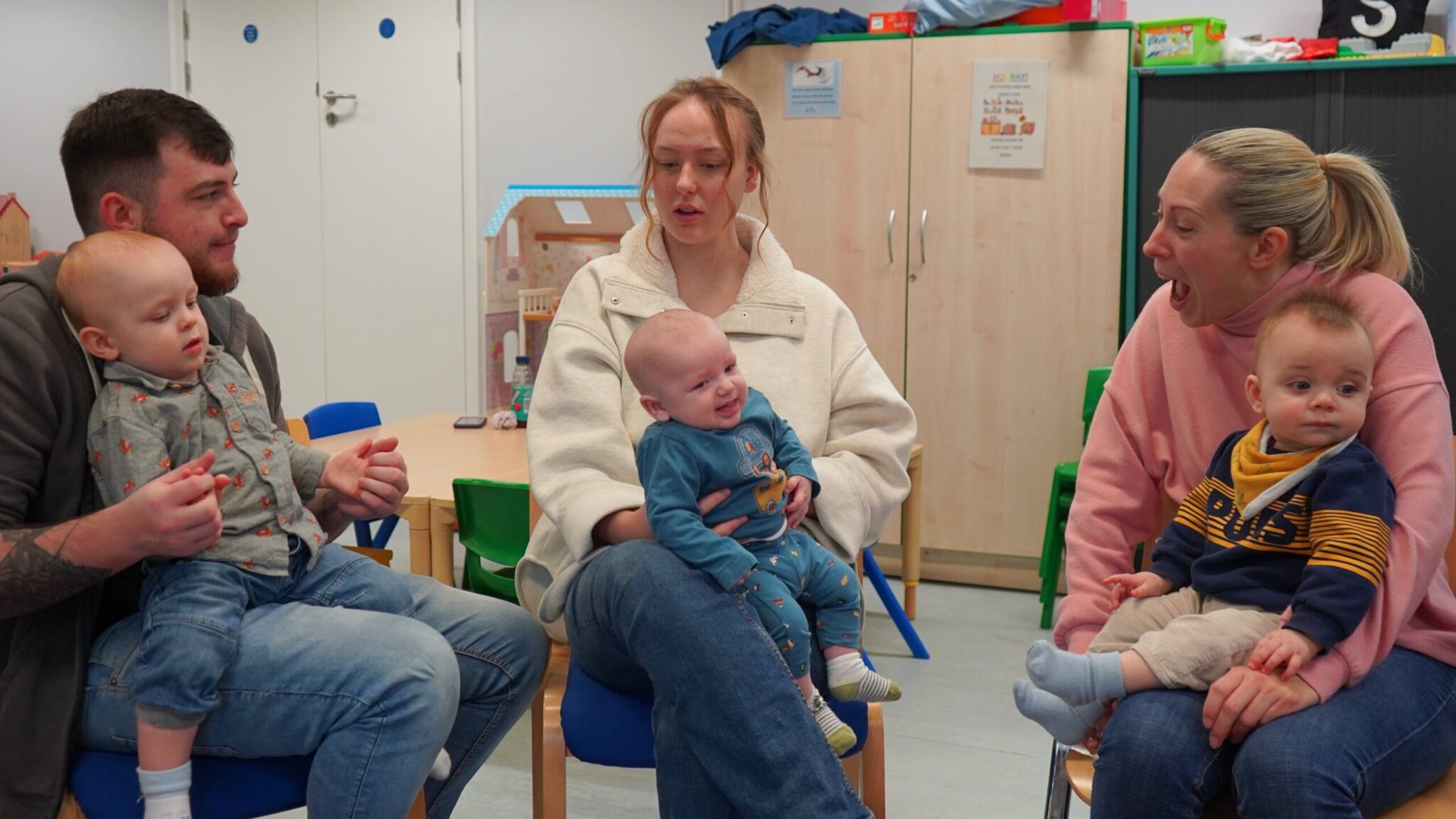 Families-in-mind group showing two mums and a dad with their babies