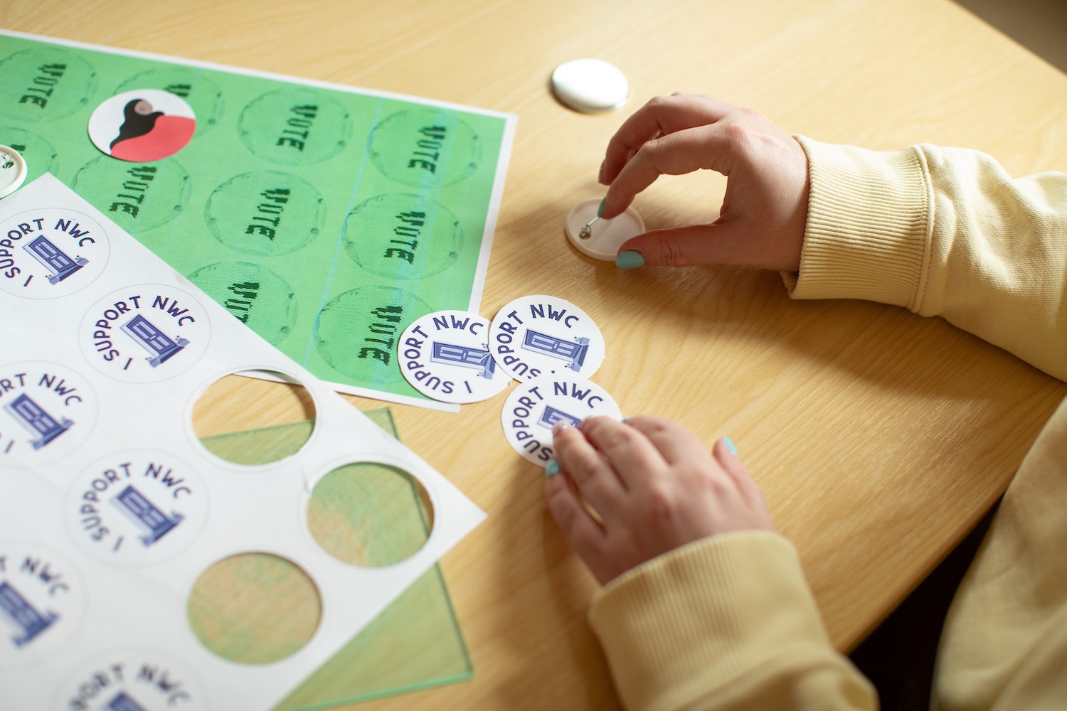 Making badges for the Nottingham Women's center
